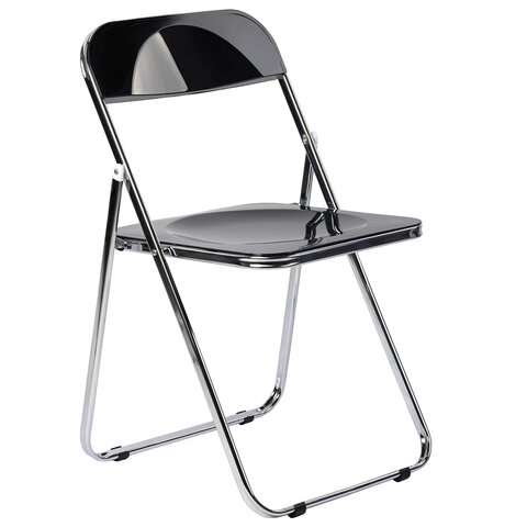 Стул складной глянцевый черный BRABIX "Style CF-015", хромированный каркас, пластик, 533248