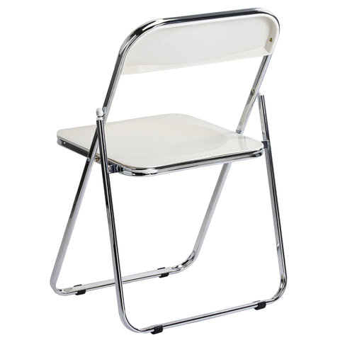 Стул складной глянцевый белый BRABIX "Style CF-015", хромированный каркас, пластик, 533249