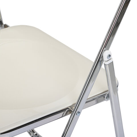 Стул складной глянцевый белый BRABIX "Style CF-015", хромированный каркас, пластик, 533249