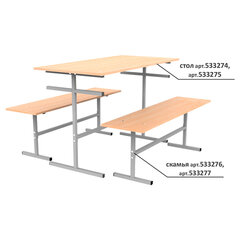 Стол для столовых на 6 мест &laquo;ССТ 1500&raquo;, 1500&times;600&times;760 мм, рост 6, каркас металл, ЛДСП, цвет бук