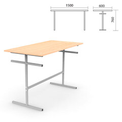 Стол для столовых на 6 мест &laquo;ССТ 1500&raquo;, 1500&times;600&times;760 мм, рост 6, каркас металл, ЛДСП, цвет бук