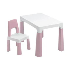 Стол детский + стул BRABIX KIDS CS-003, 2-7 лет, пластик белый + розовый, 533291