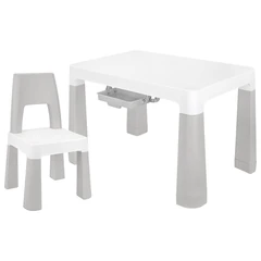 Стол детский + стул BRABIX KIDS CS-003, 2-7 лет, пластик белый + серый, 533292