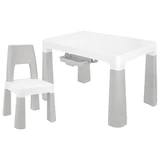 Стол детский + стул BRABIX KIDS CS-003, 2-7 лет, пластик белый + серый, 533292