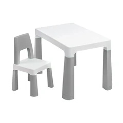 Стол детский + стул BRABIX KIDS CS-003, 2-7 лет, пластик белый + серый, 533292