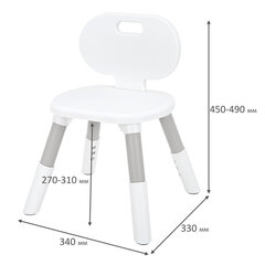 Стул детский растущий BRABIX KIDS CC-001, 2-8 лет, пластик серый + белый, 533293