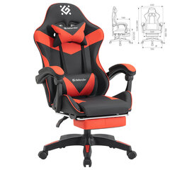 Кресло компьютерное DEFENDER &laquo;Tornado&raquo;, 2 подушки, подставка для ног, экокожа, черное/<wbr/>красное, ш/<wbr/>к 26722