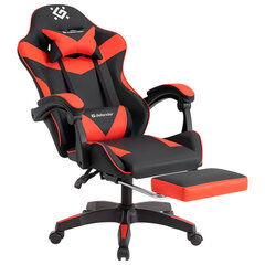 Кресло компьютерное DEFENDER &laquo;Tornado&raquo;, 2 подушки, подставка для ног, экокожа, черное/<wbr/>красное, ш/<wbr/>к 26722