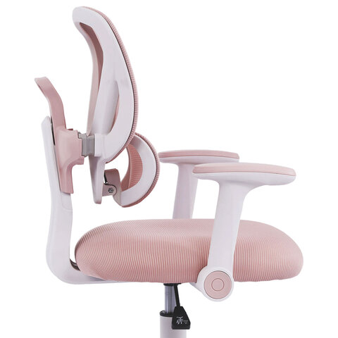 Кресло детское с подставкой для ног BRABIX KIDS MG-220, сетка/ткань TW, розовое, 533314