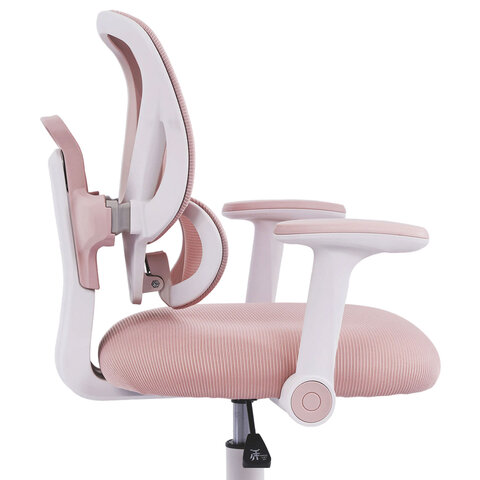 Кресло детское с подставкой для ног BRABIX KIDS MG-220, сетка/ткань TW, розовое, 533314