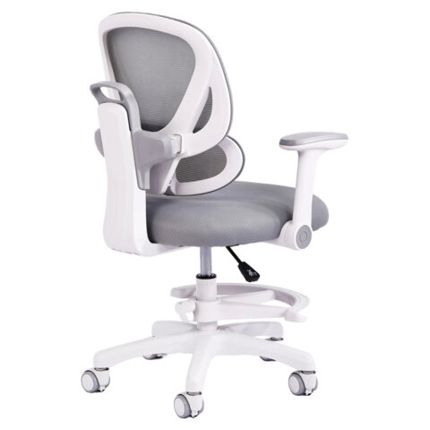 Кресло детское с подставкой для ног BRABIX KIDS "MG-220", сетка/ткань TW, серое, 533315 - фото 3