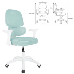 Кресло детское с поясничной поддержкой BRABIX KIDS "MG-225", сетка/ткань TW, голубое, 533317