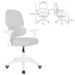 Кресло детское с поясничной поддержкой BRABIX KIDS "MG-225", сетка/ткань TW, серое, 533318