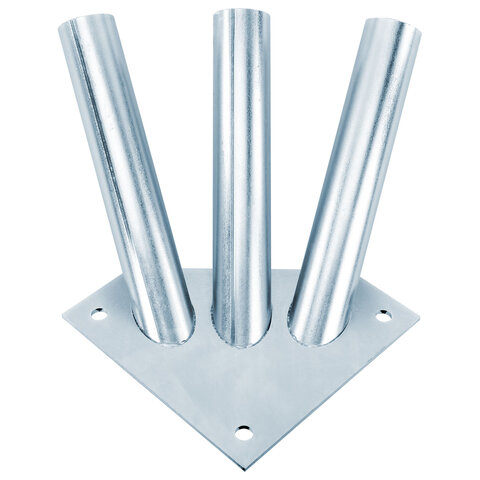 Кронштейн под флаги на три древка, квадратное основание, три точки крепления, металл