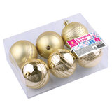 Шары ёлочные 6 шт., 8 см, "Basic Art", пластик, светлое золото (глянец, матовый), ЗОЛОТАЯ СКАЗКА, 590882