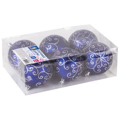 Шары ёлочные 6 шт., 8 см, &laquo;Basic Art&raquo;, пластик, цвет: синий/<wbr/>белый, ЗОЛОТАЯ СКАЗКА, 590892