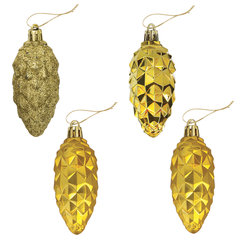 Украшение ёлочное &laquo;Шишки&raquo; 4 шт., 9 см, пластик, золотистые, ЗОЛОТАЯ СКАЗКА, 590898