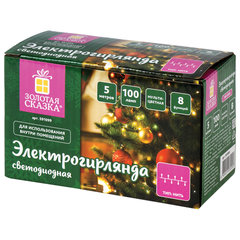 Электрогирлянда-нить комнатная &laquo;Стандарт&raquo; 5 м, 100 LED, мультицветная, 220 V, контроллер, ЗОЛОТАЯ СКАЗКА, 591099