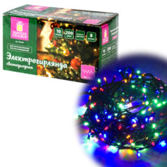Электрогирлянда-нить комнатная &laquo;Стандарт&raquo; 10 м, 200 LED, мультицветная 220 V, контроллер, ЗОЛОТАЯ СКАЗКА, 591100