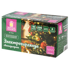 Электрогирлянда-нить комнатная &laquo;Стандарт&raquo; 10 м, 200 LED, мультицветная 220 V, контроллер, ЗОЛОТАЯ СКАЗКА, 591100