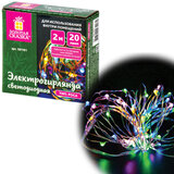 Электрогирлянда-нить комнатная "Роса" 2 м, 20 LED, мультицветная, на батарейках, ЗОЛОТАЯ СКАЗКА, 591101