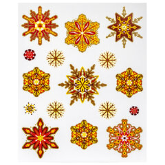 Украшение для окон и стекла ЗОЛОТАЯ СКАЗКА &laquo;Красно-золотые снежинки 2&raquo;, 30&times;38 см, ПВХ, 591208