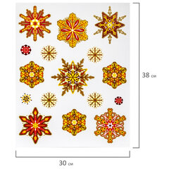 Украшение для окон и стекла ЗОЛОТАЯ СКАЗКА &laquo;Красно-золотые снежинки 2&raquo;, 30&times;38 см, ПВХ, 591208