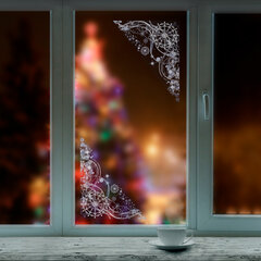 Украшение для окон и стекла ЗОЛОТАЯ СКАЗКА &laquo;Зимние узоры 2&raquo;, 30&times;38 см, ПВХ, 591244