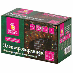 Электрогирлянда-бахрома комнатная 2&times;0,5 м, 100 LED, мультицветная, 220 V, ЗОЛОТАЯ СКАЗКА, 591270