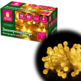 Электрогирлянда-нить комнатная "Шарики" 10 м, 80 LED, теплый белый свет, 220 V, контроллер, ЗОЛОТАЯ СКАЗКА, 591349