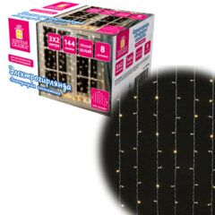 Электрогирлянда-занавес комнатная &laquo;Штора&raquo; 3&times;2 м, 144 LED, теплый белый свет, 220 V, ЗОЛОТАЯ СКАЗКА, 591350
