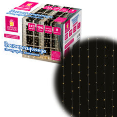 Электрогирлянда-занавес комнатная &laquo;Штора&raquo; 3&times;3 м, 196 LED, теплый белый свет, 220 V, ЗОЛОТАЯ СКАЗКА, 591352