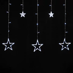 Электрогирлянда-занавес комнатная 3&times;0,5 м, 108 LED, с насадками вид: &laquo;Звёзды&raquo;, холодный белый, 220V, ЗОЛОТАЯ СКАЗКА, 591355