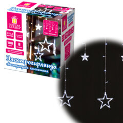 Электрогирлянда-занавес комнатная &laquo;Звезды&raquo; 3&times;0,5 м, 108 LED, холодный белый, 220 V, ЗОЛОТАЯ СКАЗКА, 591355