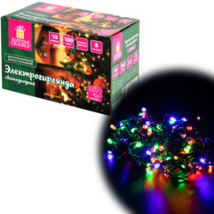 Электрогирлянда-нить комнатная &laquo;Стандарт&raquo; 10 м, 100 LED, мультицветная, 220V, контроллер, ЗОЛОТАЯ СКАЗКА, 591357