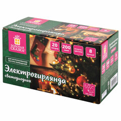 Электрогирлянда-нить комнатная &laquo;Стандарт&raquo; 20 м, 200 LED, мультицветная, 220 V, контроллер, ЗОЛОТАЯ СКАЗКА, 591358