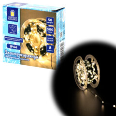 Электрогирлянда-нить уличная &laquo;Роса&raquo; IP44, 50 м, 500 LED, теплый белый, 220V, контроллер, ЗОЛОТАЯ СКАЗКА, 591362