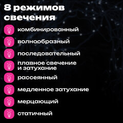Электрогирлянда-конский хвост комнатная, 2 м, 200 LED, холодный белый, 220 V, ЗОЛОТАЯ СКАЗКА, 591366
