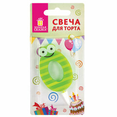 Свеча-цифра для торта &laquo;0" "С глазками&raquo;, 6 см, ЗОЛОТАЯ СКАЗКА, с держателем, в блистере, 591403