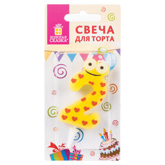 Свеча-цифра для торта &laquo;2" "С глазками&raquo;, 6 см, ЗОЛОТАЯ СКАЗКА, с держателем, в блистере, 591405