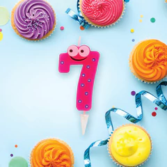 Свеча-цифра для торта &laquo;7" "С глазками&raquo;, 6 см, ЗОЛОТАЯ СКАЗКА, с держателем, в блистере, 591410