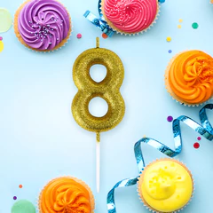 Свеча-цифра для торта &laquo;8&raquo; золотая с глиттером, 6 см, ЗОЛОТАЯ СКАЗКА, на шпажке, в блистере, 591421