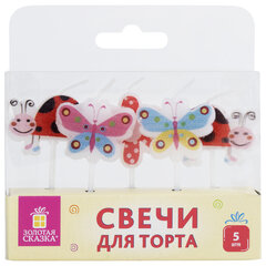 Свечи фигурные для торта на шпажках &laquo;Бабочки, божьи коровки&raquo;, 5 шт, 2,5&times;3 см, ЗОЛОТАЯ СКАЗКА, 591463