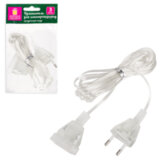 Удлинитель для электрогирлянд 3 м, прозрачный шнур, пакет, ЗОЛОТАЯ СКАЗКА, 591712