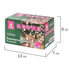 Электрогирлянда-нить комнатная &laquo;Шарики&raquo;, 6 м, 40 LED, теплый белый, на батарейках, ЗОЛОТАЯ СКАЗКА, 591730