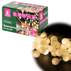 Электрогирлянда-нить комнатная &laquo;Шарики&raquo;, 6 м, 40 LED, теплый белый, на батарейках, ЗОЛОТАЯ СКАЗКА, 591730