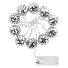 Электрогирлянда-нить комнатная 1,5 м, 10 LED, с насадками, вид: &laquo;Диско-шары&raquo;, тёплый белый, на батарейках, ЗОЛОТАЯ СКАЗКА, 591731
