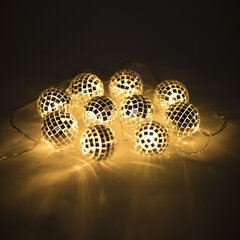 Электрогирлянда-нить комнатная 1,5 м, 10 LED, с насадками, вид: &laquo;Диско-шары&raquo;, тёплый белый, на батарейках, ЗОЛОТАЯ СКАЗКА, 591731