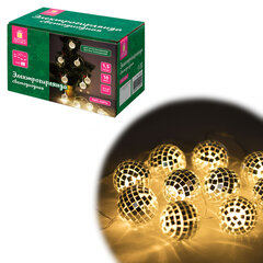 Электрогирлянда-нить комнатная 1,5 м, 10 LED, с насадками, вид: &laquo;Диско-шары&raquo;, тёплый белый, на батарейках, ЗОЛОТАЯ СКАЗКА, 591731