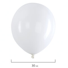Шары воздушные 30 см, 100 штук, &laquo;ОДНОЦВЕТНЫЕ&raquo;, белые, BRAUBERG KIDS, 591875
